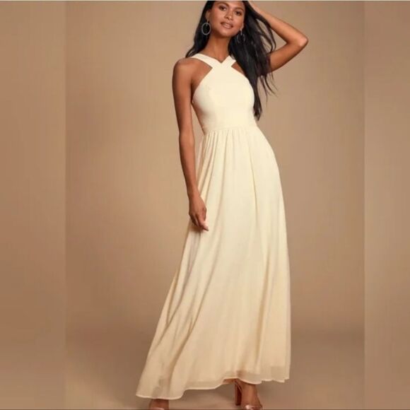 Lulus Air of Romance Cream Maxi Dress size L - Picture 1 of 11
